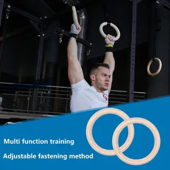 

28/32mm Professional Wood Gymnastic Rings Rings with Adjustable Long Buckles Straps Workout For Home