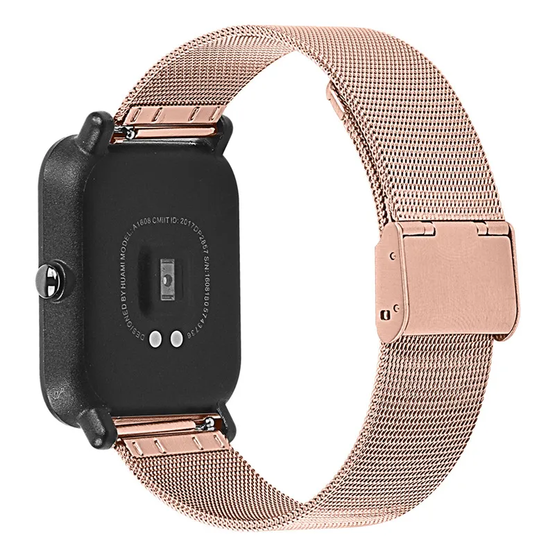 22 мм 20 мм Миланский плетеный браслет для часов для samsung gear S3 Sport Galaxy Watch 46 мм 42 мм Active 2 полосы для ремня Huami Amazfit Bip - Цвет ремешка: Rose Gold