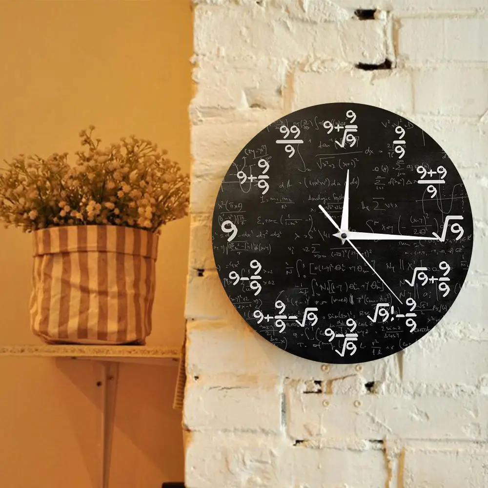 Математическое уравнение Nines математические настенные часы 9s формулы современные настенные часы с подвеской математическая классная комната, для стен художественный Декор