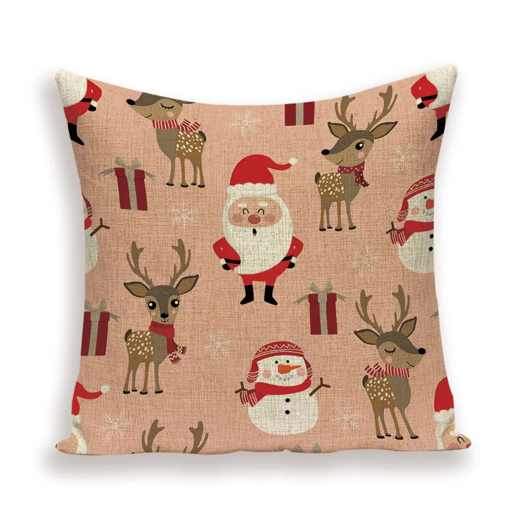 Merry Christmas Cushion Cover Christmas Tree Pillow Case Deer Linen Home Decoration Bed Pillow cases Pillows Cushions Cojin - Color: L1690-15