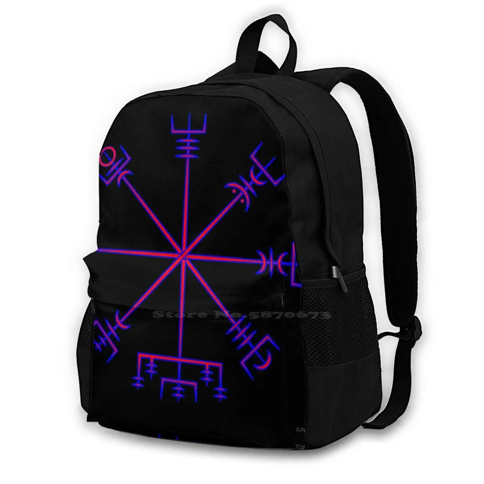 

Vegvisir Blue Outline Fashion Bags Backpacks Vegvisir Norse Asatru Pagan Symbol Compass Guide Travel Exploration