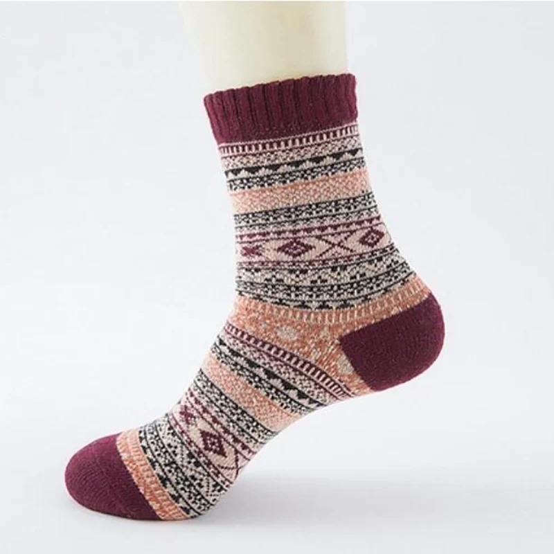 5 пар/набор Теплые зимние носки Для мужчин высокое качество в стиле ретро из кроликовой шерсти комфорт рукаовов, народный костюм Для мужчин, толстые короткие носки