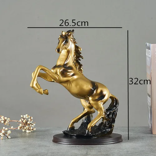 Creative Nordic Resin Simulated animal Retro horse Gold Crafts ornaments Modern home decoration Desktop living room figurine
