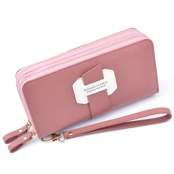 

Women Wallet Coin Purse Card Hand-held Wallet Ladies Long Double Zipper Wallet Mother Double-Layer Large Capacity Lychee Bag