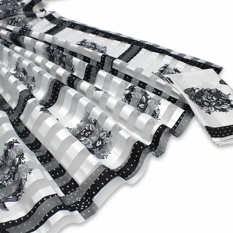 Новое поступление воск Африканский принт шелковая ткань для печати 2 ярдов шифон соответствующие 4 ярдов атласный шелк
