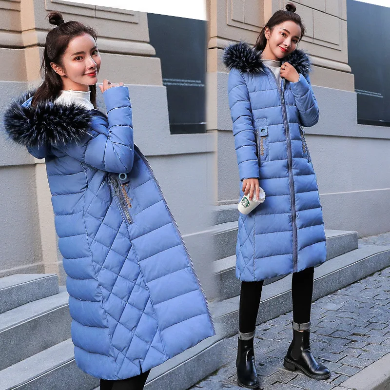 

Cotton-padded Clothes Women's Mid-length Korean-style 2018 New Style Thick Warm Coat Fur Collar Cotton-padded Jacket-Style Slim