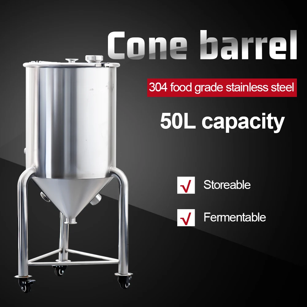 

50L Fermentation barrel 304 Stainless Steel Sealed storage Fermentation Tank Conical Beer Brewing Whiskey Rum Barrel container