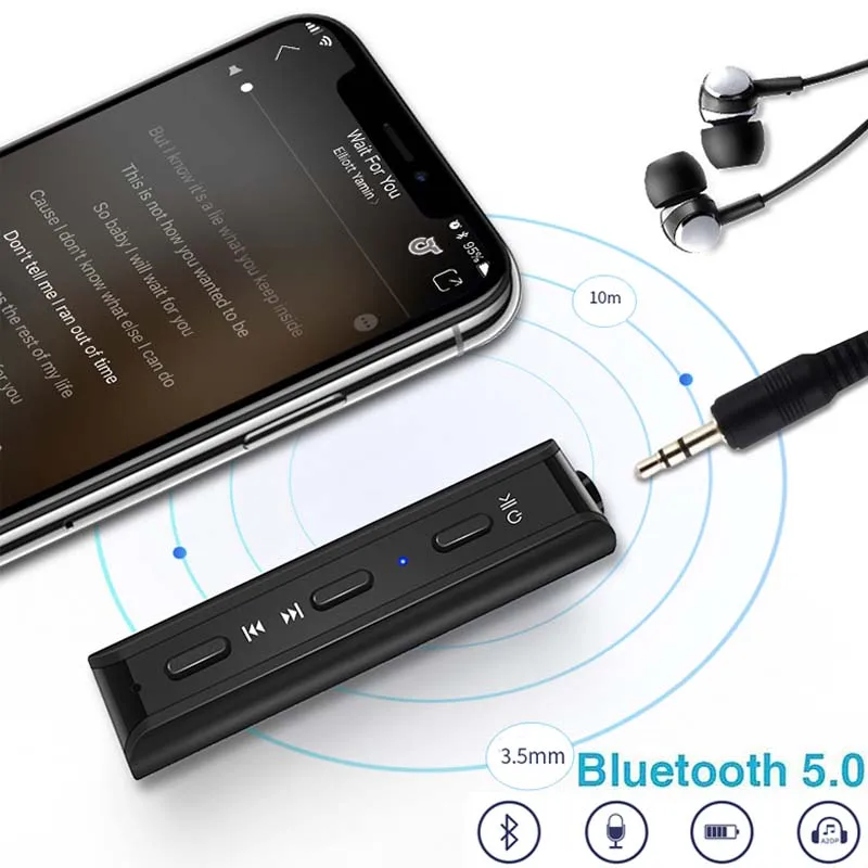 Bluetooth 5 0 Receiver Wireless Handsfree Speaker Headphone Adapter Mini 3 5MM Jack AUX Audio MP3 Car Kit for Mobile Phone
