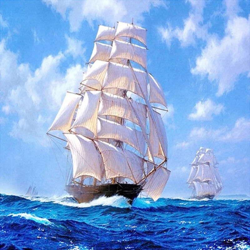 

5D Diamond Painting Ocean Sailing Boat DIY Diamond Pattern Kit with Beaded Rhinestone Embroidery Home Decoration Painting