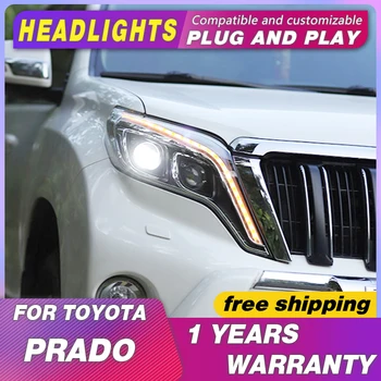 

Car Styling Head Lamp For Toyota prado 2014-2015 Car Led Headlights Double Xenon Lens Daytime Running Lights Fog Light