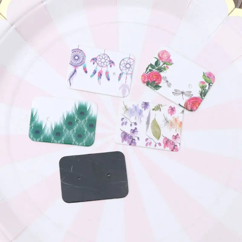 

100Pcs Dream Catcher Flower Ear Studs Card Kraft Paper Earrings Card Display Jewelry Custom Cardboard Jewelry Package