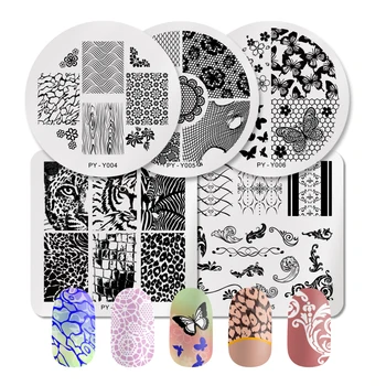 

PICT YOU Geometric Nail Stamping Plates Flower Plants Natural Patterns Image Nail Art Stamp Templates Square Rectangle Plates