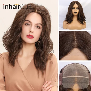 

Inhaircube Long Water Wavy Synthetic Lace Front Wigs For Women Ombre Dark Brown Free Shipping