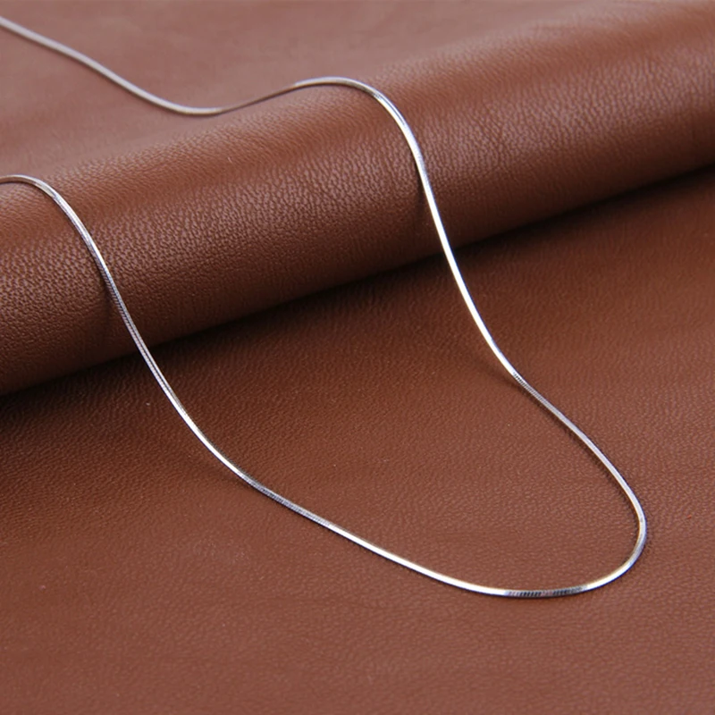 40cm45cm Real Pure Simple Snake Chain Necklace 925 Sterling Silver Chain Choker Metal Necklaces Chains (6)