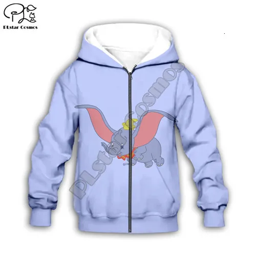 Kids zip hoodies Толстовки с капюшоном для мамы и детей с 3D принтом kawaii пальто на молнии с принтом аниме Дамбо комплект одежды для мальчиков и девочек, фиолетовый Свитшот детская одежда, штаны - Цвет: Kids zip hoodies