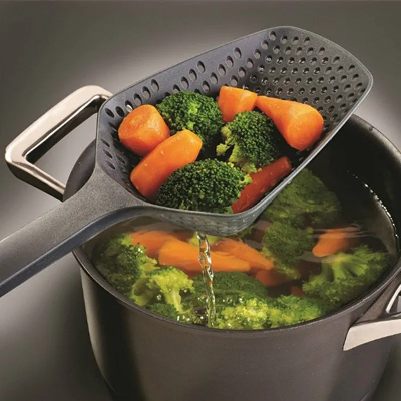 Kitchen strainer 1Pcs Nylon Strainer Scoop Colander Kitchen Accessories Gadgets Drain Veggies Water Scoop Portable Home Cooking Tools