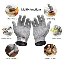 2 pces grau nível 5 hppe corte resistente luvas anti corte luvas de segurança para jardim cozinha carpintaria construção jardinagem
