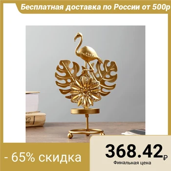 

Metal candlestick for 1 candle "Flamingo in palm leaves" gold 18х12х6.3 cm 4457058