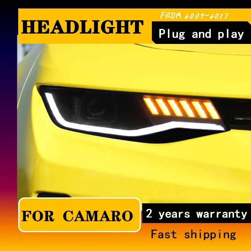 

Автостайлинг для Chevrolet Camaro светодиодный фары Для Camaro 2009 2010-2017 DRL H7 HID Биксеноновые линзы Angel Eye ближний свет