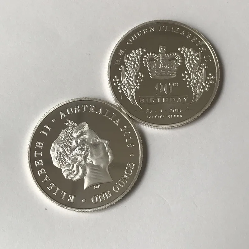 5 шт. Немагнитный Happy 90TH на день рождения Елизаветы 1 OZ с серебряным покрытием знак