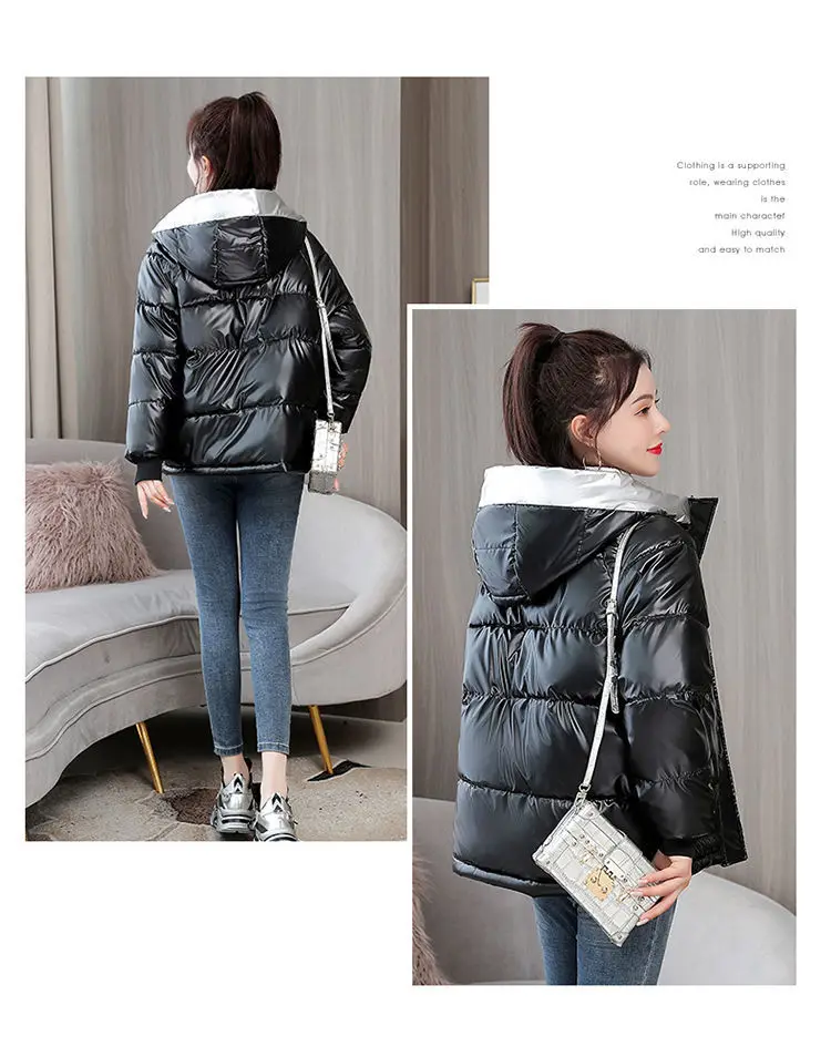 Winter Jacket Women 2021 New Glossy Down Cotton Coat Winter Warm Down Jacket Parkas Thick Warm Cotton-Padded Coat Outwear Female Winter Jacket Women 2021 New Glossy Down Cotton Coat Winter Warm Down Jacket Parkas Thick Warm Cotton-Padded Coat Outwear Female