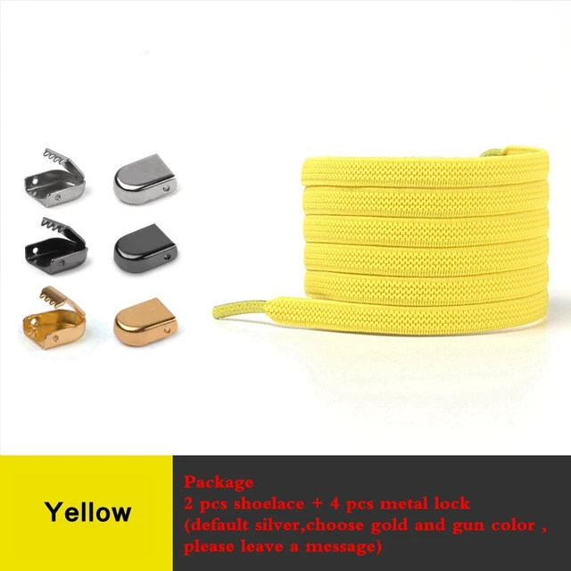 Elastic No Tie Shoe laces Flat Shoelaces Outdoor Leisure Sneaker Quick Safety Shoelace Kids Adult Lazy laces Shoe accessories Yellow