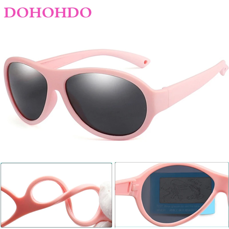

DOHOHDO TR90 Children Square Polarized Sunglasses Kids Silicone Safe Sun Glasses Girls Boys UV400 Coating Mirror Gafas De Sol