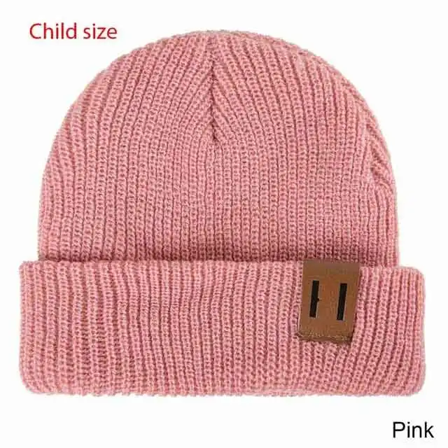 child pink TRUENJOY/Новое поступление, Детская Зимняя Шапка-бини, мягкая теплая вязаная шапочка-бини для мужчин и женщин, SKullies, девочки-мальчики, взрослые дети - Цвет: child pink