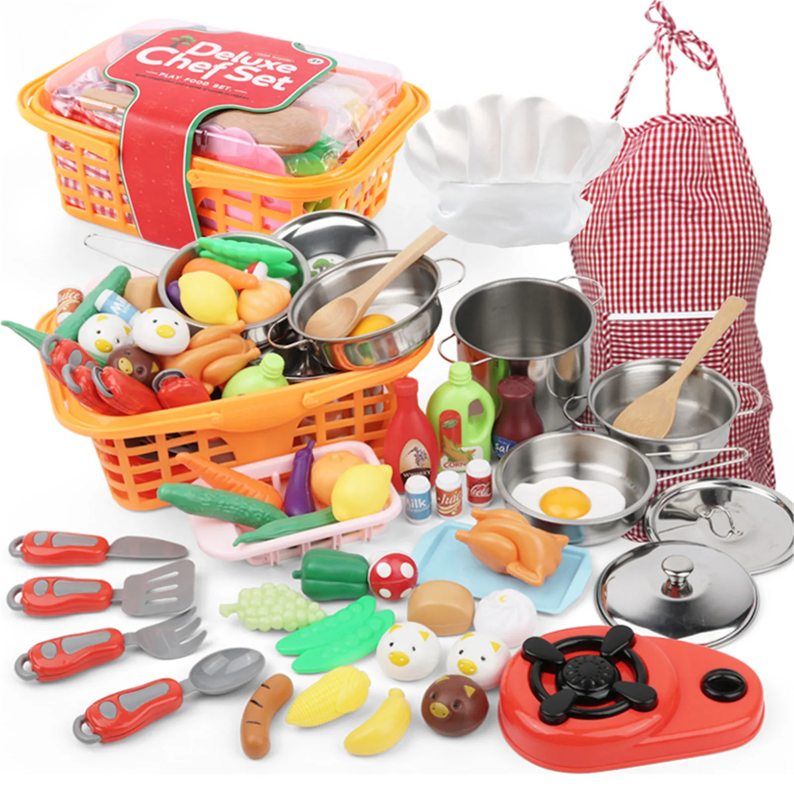42PCS Cookware Pretend Play Toys Set Children Kitchen Simulation Pots Pans Cutters Foods Safe Kids Chef Toy | Игрушки и хобби