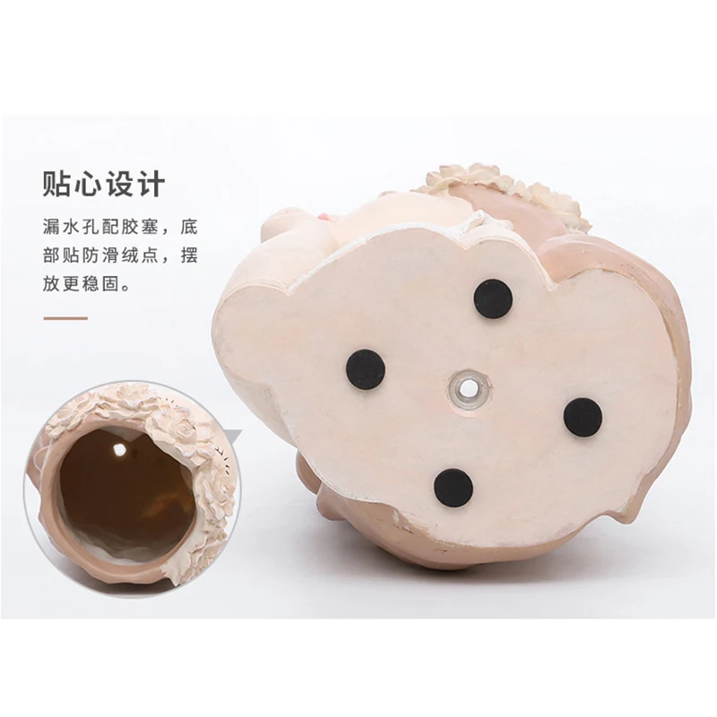 Resin Vase Creative Girl Sculpture Fake Flower Flower Arrangement Vase Succulents In Pots Home Desktop Decoration Exquisite Gift 5