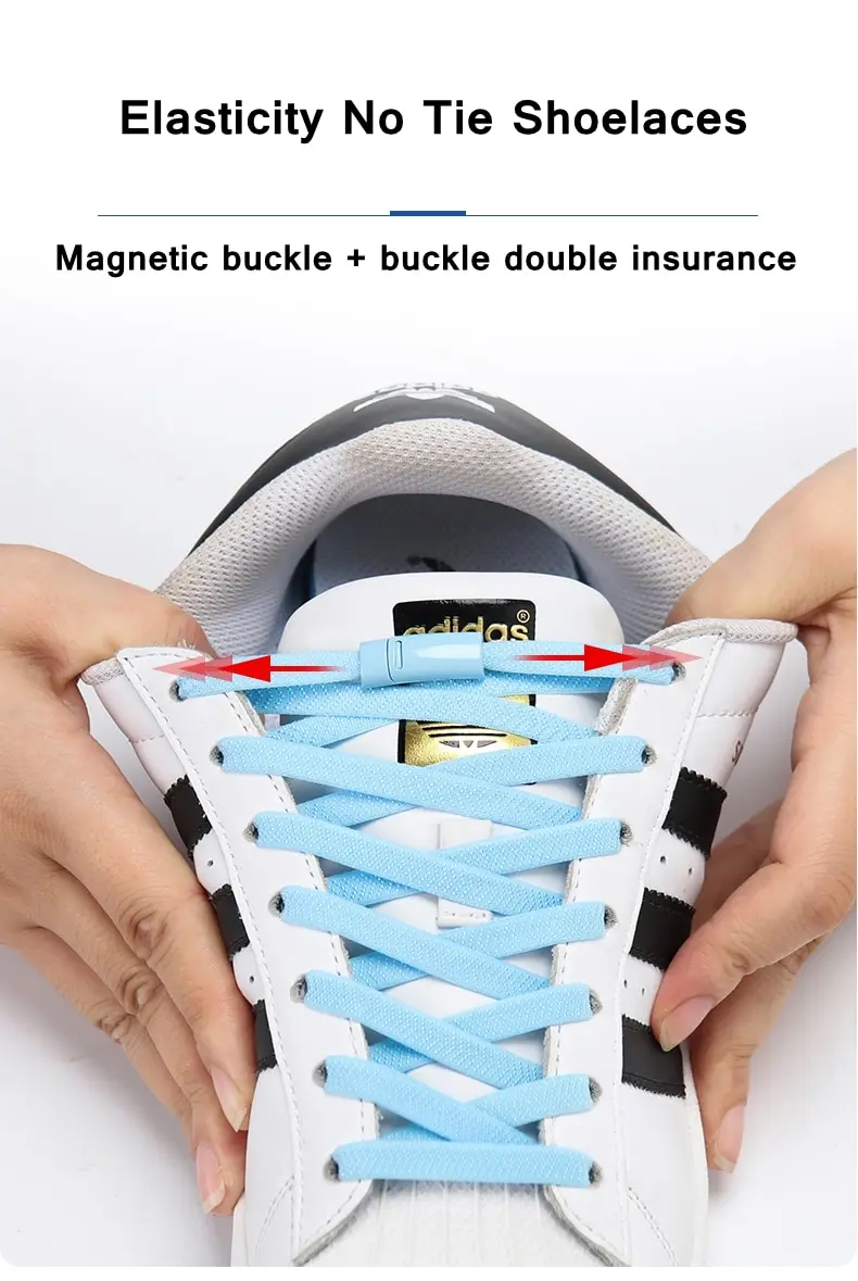 1 second No tie shoelace 24Color Elastic shoelaces Magnetic metal lock Quick wear in Flat Suitable for all shoes Lazy laces