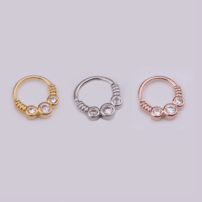 Style 2 1 шт. 8 мм открытые серьги-кольца Daith Cz хряща Грач серьги перегородка кольцо нос ухо пирсинг ювелирные изделия для тела - Окраска металла: Style 2
