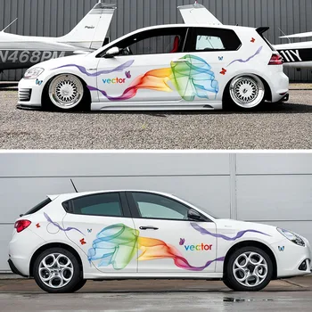 

Car Stickers And Decals Sports Styling Full Body Rainbow Stickers Tuning Large Funny Personalized Graphics For White Cars