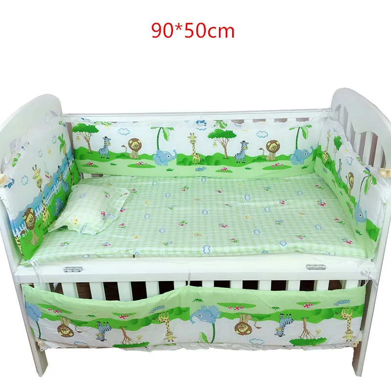 90x50cm green 6 шт., Комплект постельного белья для малышей, хлопковая детская подушка, детская кроватка, бамперы, матрас с наполнителем, комплект для малышей, детская кроватка, детская кровать с Минни - Цвет: 90x50cm green