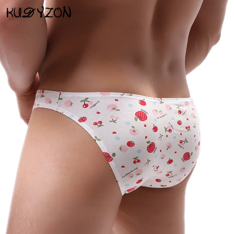 KUDYZON Sexy Mens Underwear Cotton Printed Briefs Underwear Cuecas Calzoncillos Jockstraps Underpants Cartoon Man Brief Bikini sports briefs