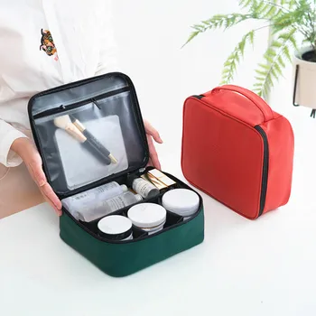 

Fashion Women PU Leather Cosmetic Bag Waterproof Makeup Cases Toilet Wash Storage Pouch Travel Beauty Organizer Make Up Box