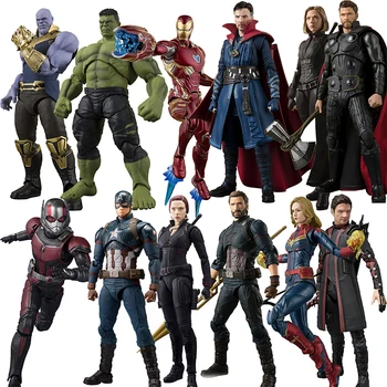 

SHF Avengers 4 Endgame Marvel Captain America Black Widow Thanos Iron Ant Spider Man Star Load Hulk Dr Stranger Action Figure