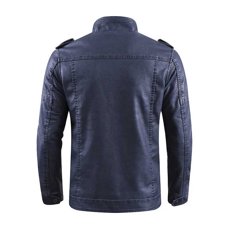 

Washed Leather Coat Jacket Plus-sized Retro PU Leather Coat 3D-