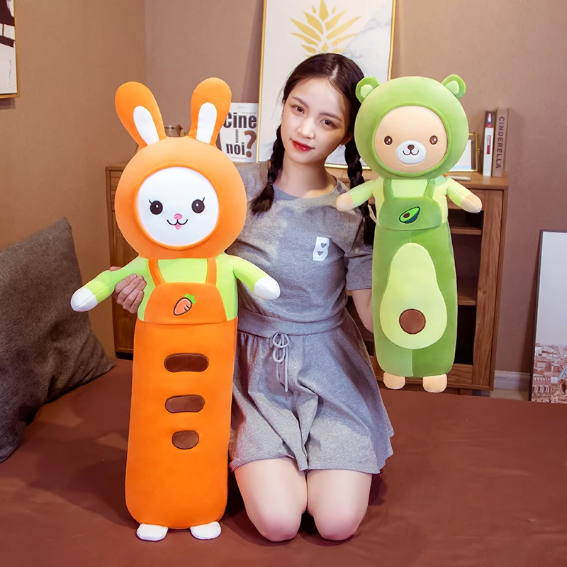 Cute Soft Long Rabbit Bear Boyfriend Pillow Plush Toys Stuffed Carrot Avocado Pause Office Nap Sleep Pillow Cushion Girls Gifts