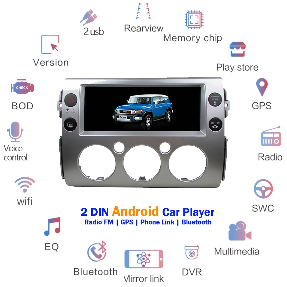 Lelv android для 2007 2008- Toyota FJ CRUISER 9/10. 25 дюймов Автомобильный DVD в автомобиль мультимедийный плеер MP5 HD полный сенсорный экран carplay
