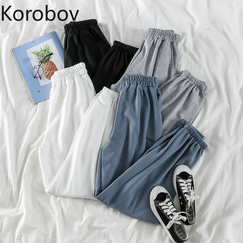 Korobov 2020 New Arrival Women Harem Pants Preppy Style Loose Casual Streetwear Korean Autumn Basics Trousers | Женская одежда