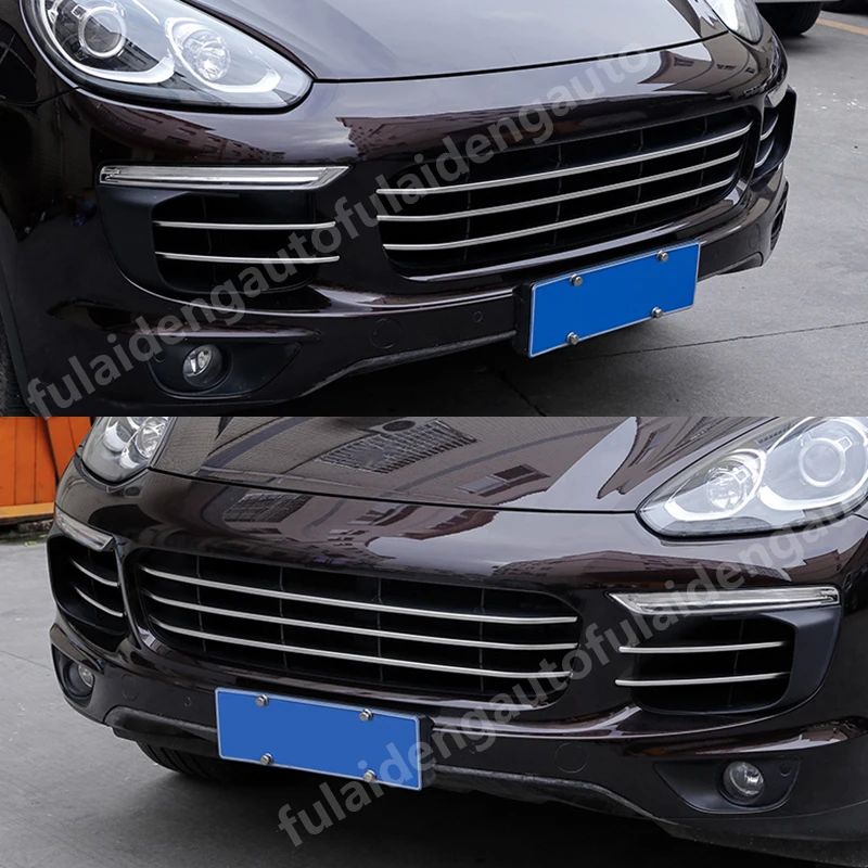 7 шт. для Porsche Cayenne- передняя решетка из нержавеющей стали гриль декоративная отделка автомобиля аксессуары для укладки