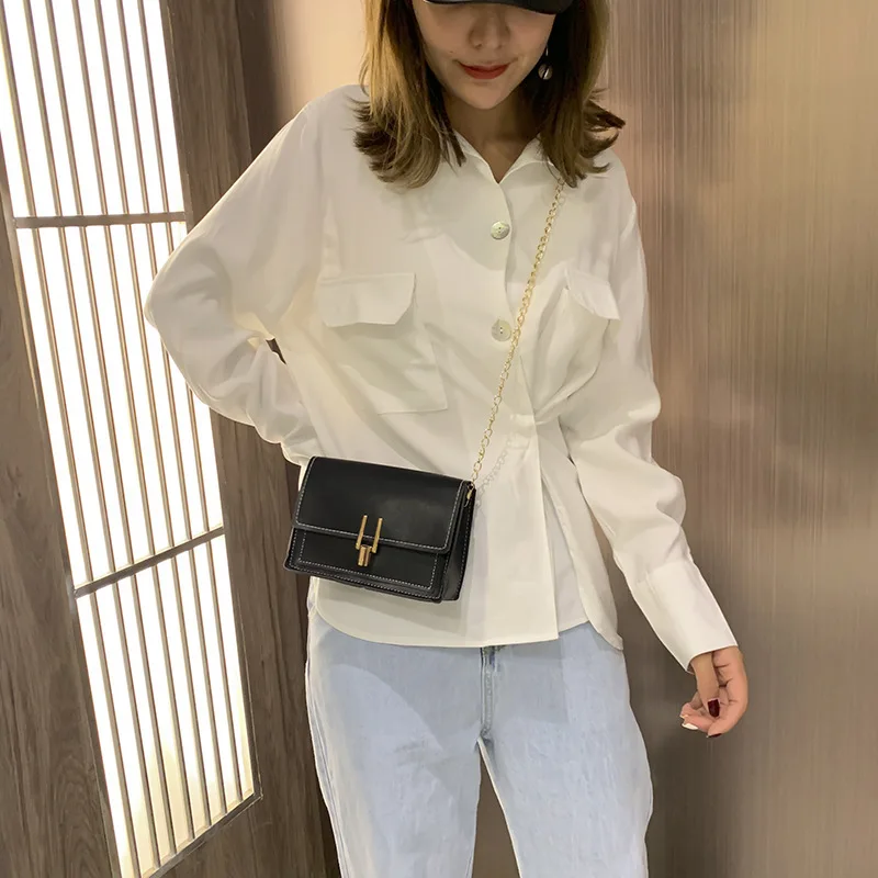 

Pu Contrast Color Y Lock Square Sling Bag