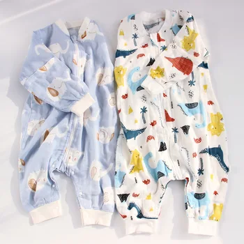 

2020 Spring Infant Sleeping Bag Removable Sleeve Children Gauze Cotton Anti-kick Quilt CHILDREN'S Legs Baby Sleeping Bag Thin