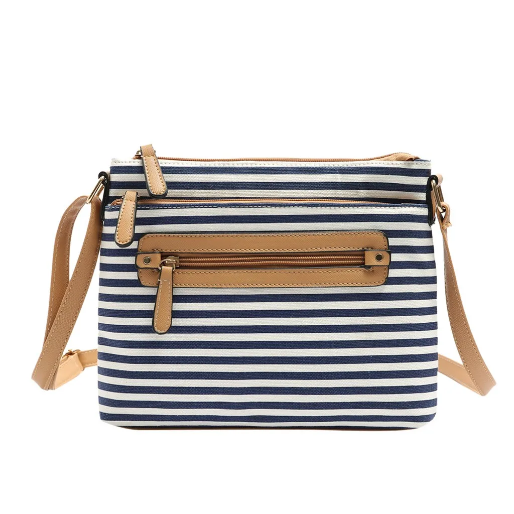 New zipper stripe Crossbody Bags for Women 2019 Canvas Purse Summer Shoulder Messenger Bag for Girl Handbag Bolsas Phone Bag