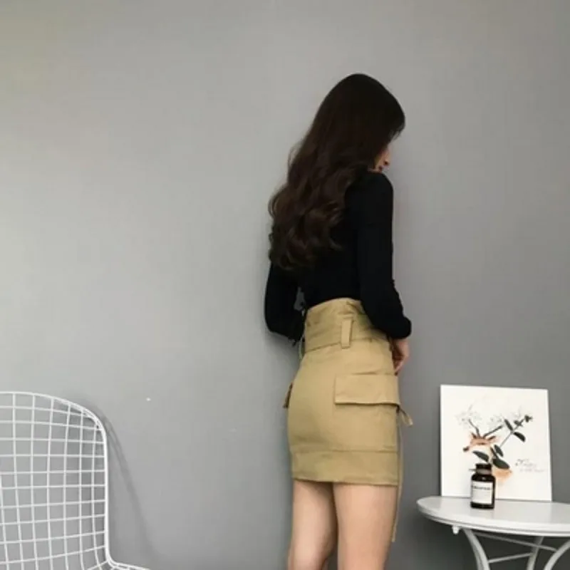 Faldas Mujer Moda 2019 Летняя мини юбка с высокой талией Элегантная короткая хлопковая