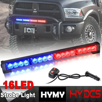 

16 LED Red & Blue Emergency Traffic Advisor Vehicle Strobe Light Bar Warning Flashing Modes for Trucks and Cars