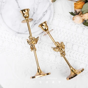 

Vintage Brass Candle Holder Elegant Simple Retro Minimalist Candlestick Romantic Dinning Table Swieczniki Home Decoration EB5ZT