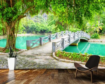 

Papel de parede Big tree bridge and river natural landscape 3d wallpaper,living room bedroom wall papers home decor mural