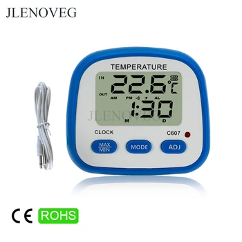 

C / F Indoor Outdoor LCD Digital Thermometer Temperature Time Date Clock Cooking Alarm Meter Tester Weather Station